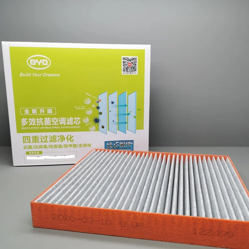 Filtro de aire de habitáculo 200 × 190 × 40 mm para BYD Qin PLUS, OE 12447996-00 - EVParto