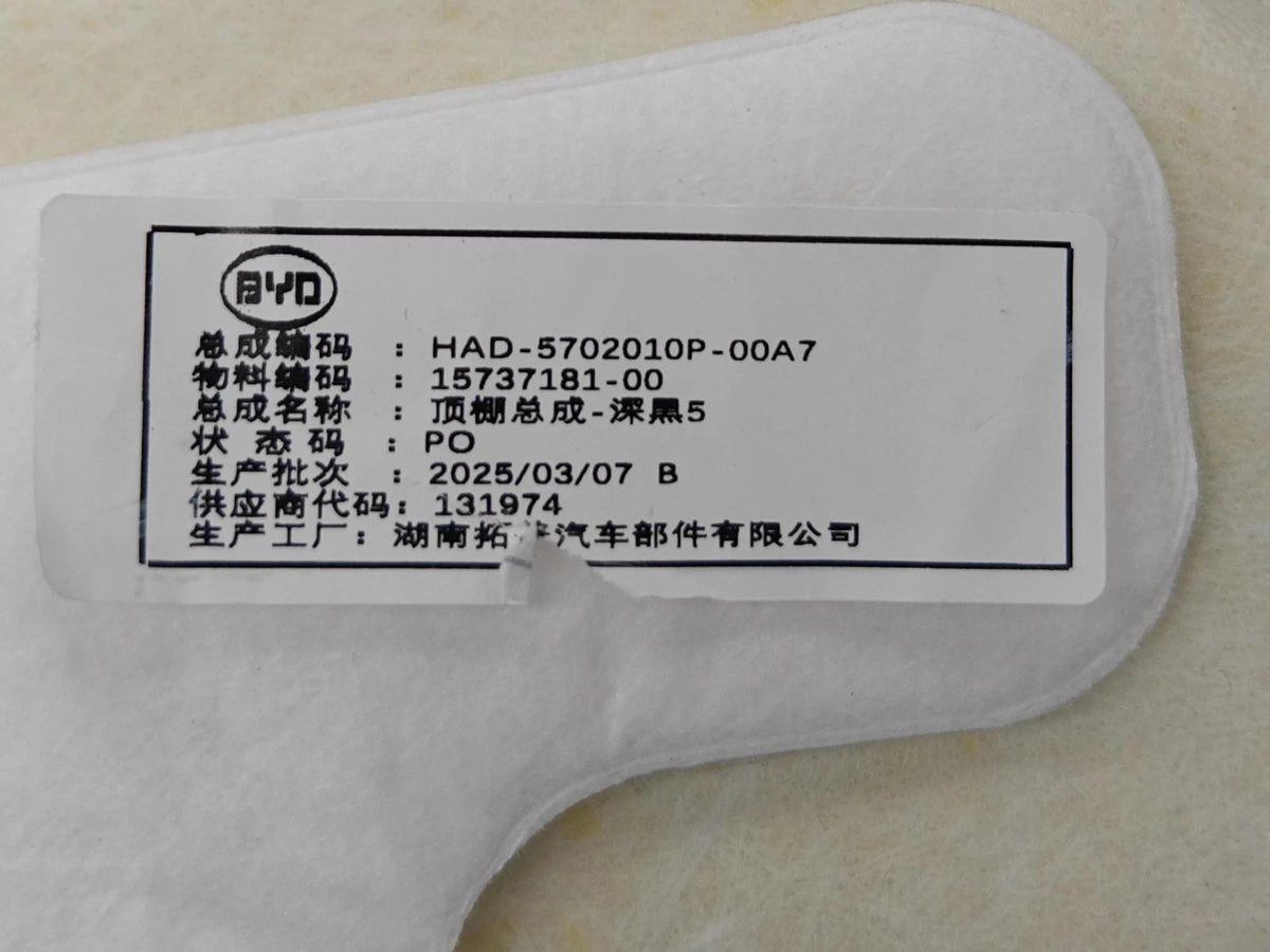 Headliner Assembly for BYD Qin PLUS EV, OE 15737181-00, HAD-5702010P-00A7 - EVParto (additional views)