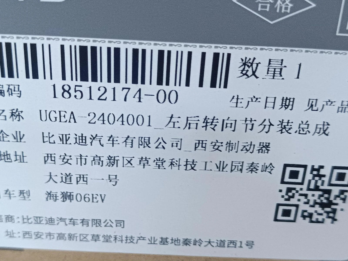 Rear Steering Knuckle for BYD Sealion 06 EV (Left), OE 18512174-00, UGEA-2404001 - EVParto