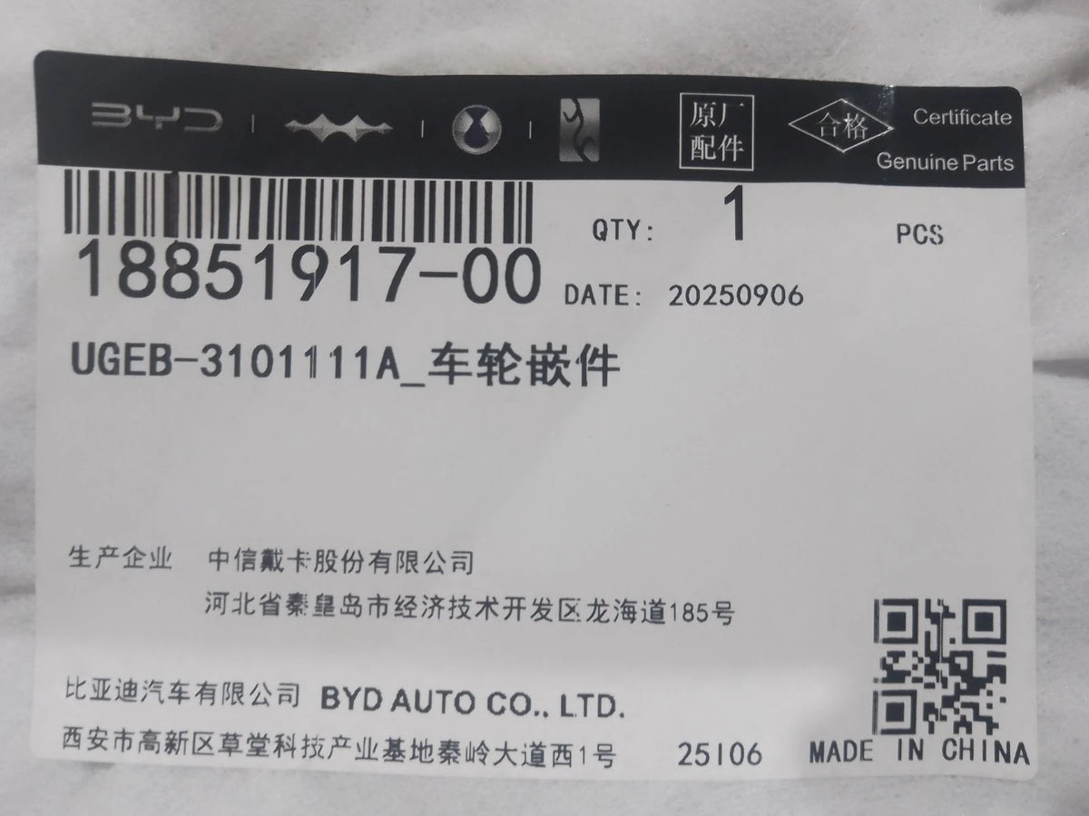 Wheel Trim Insert for BYD Sealion 06, OE 18851917-00, UGEB-3101111A - EVParto (additional views)